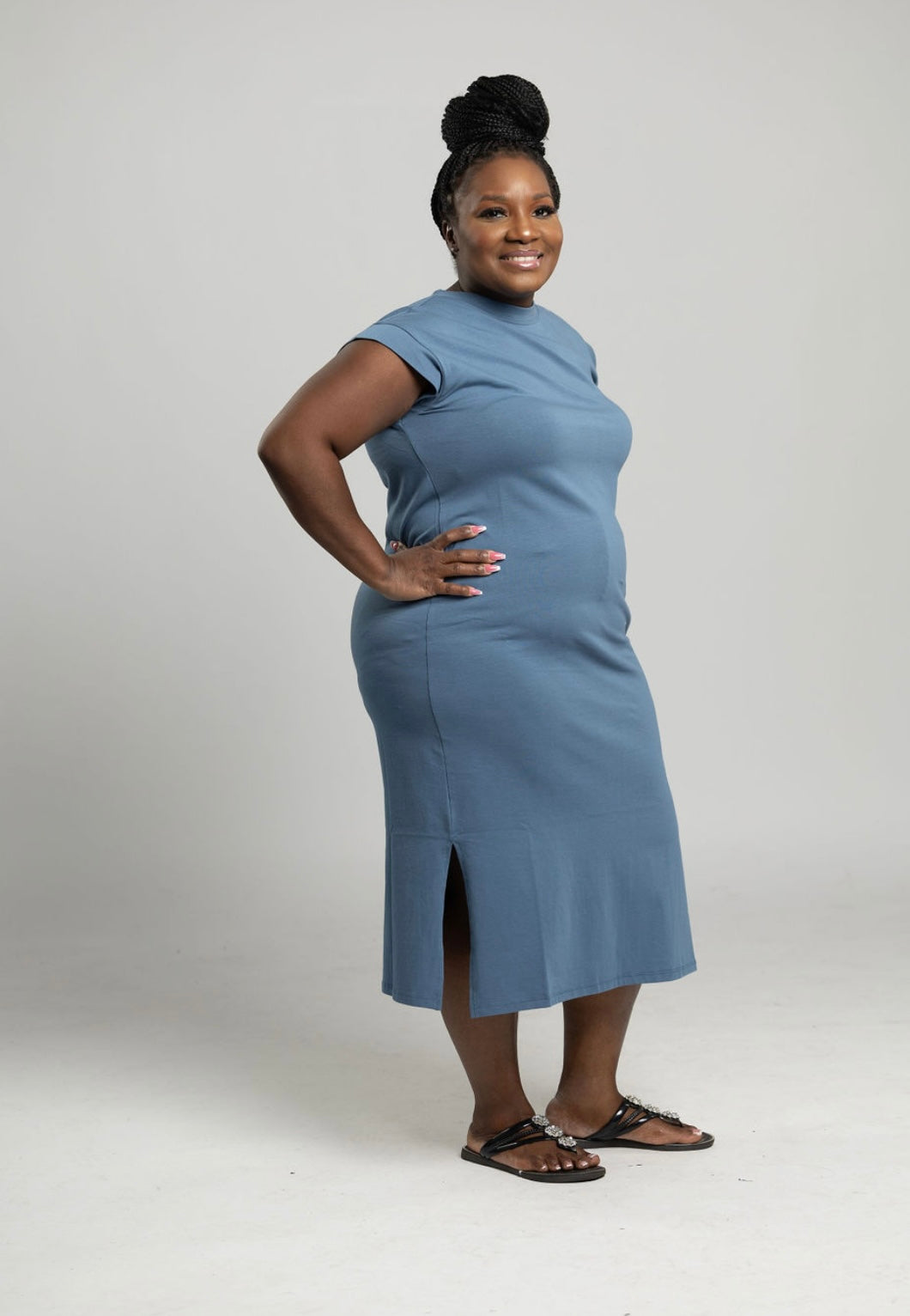 The Perfect Midi Dress Plus (BLUE GREY)