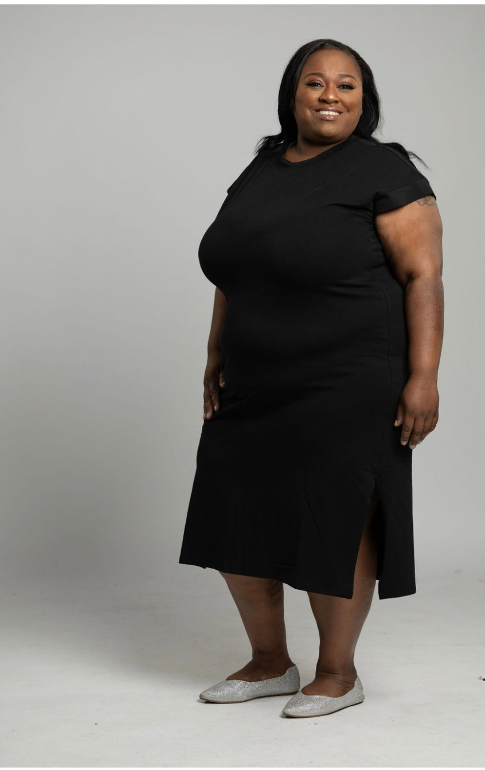 The Perfect Midi Dress Plus (BLACK)