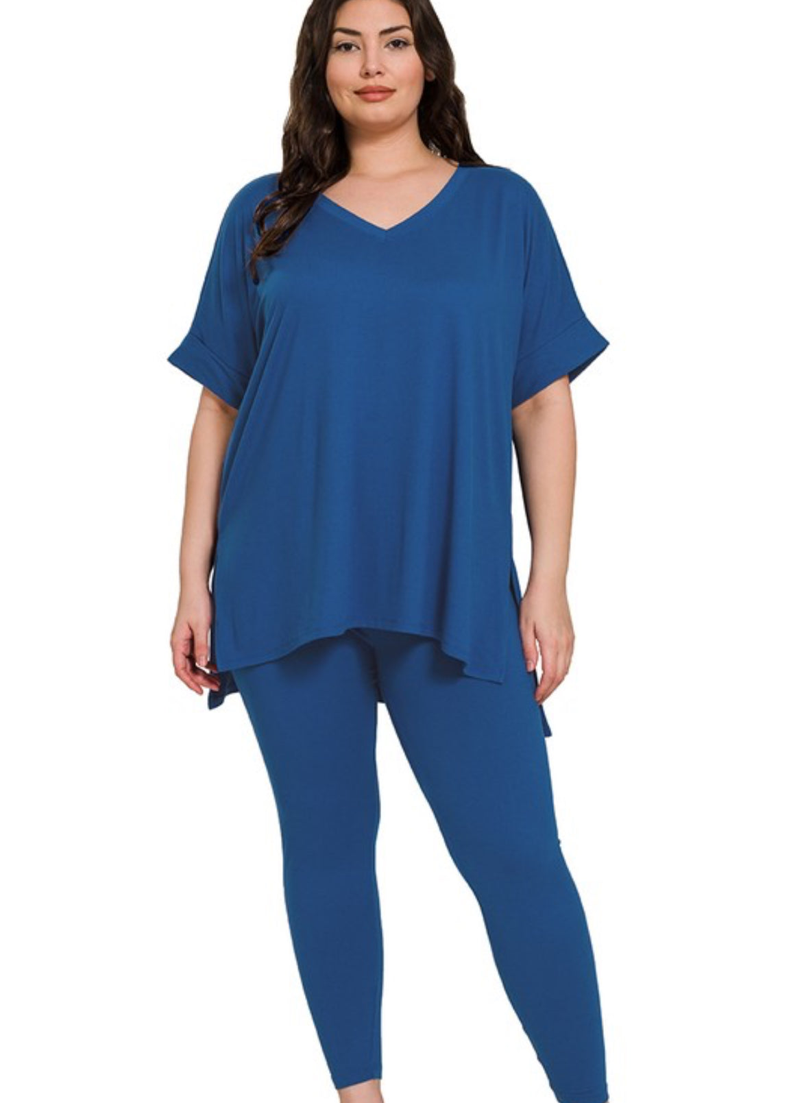 Plus Leggings Set - Navy Blue