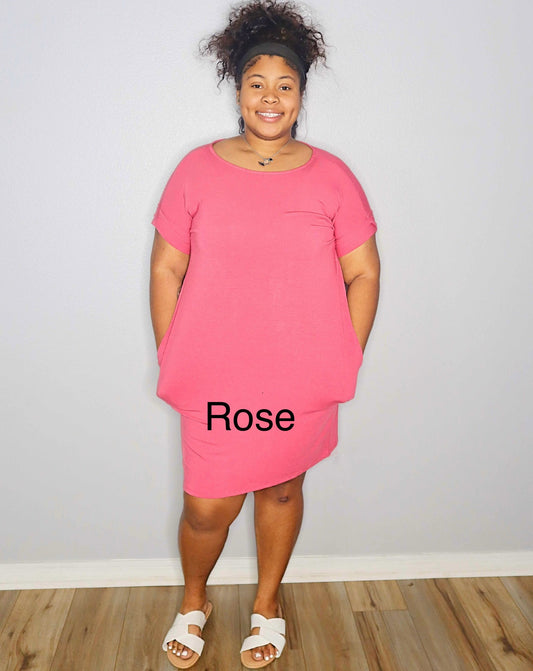 The Chill Dress with Pockets- Rose