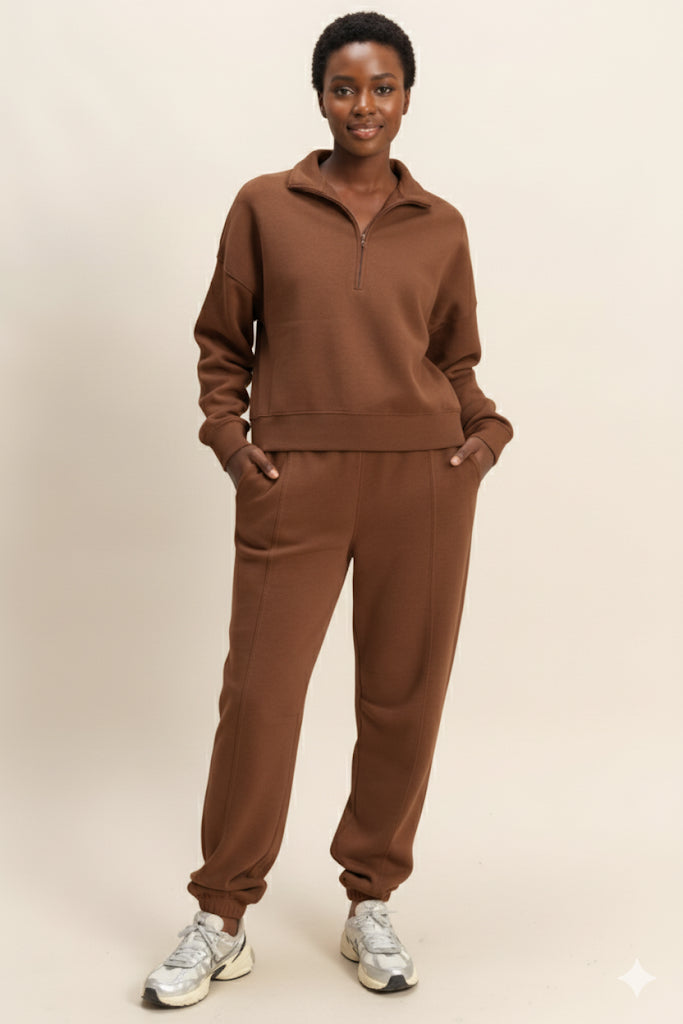 Double Knit Half Zip Jogger Set