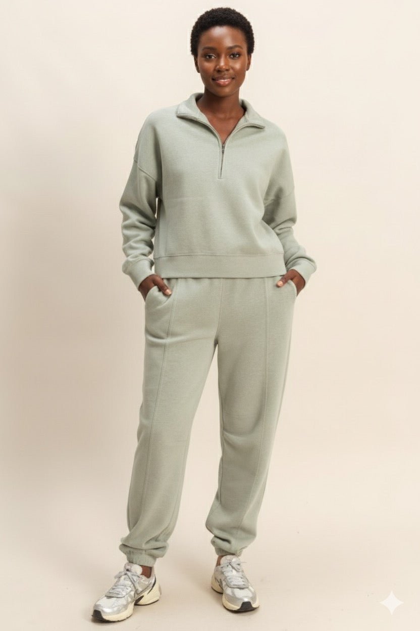 Double Knit Half Zip Jogger Set