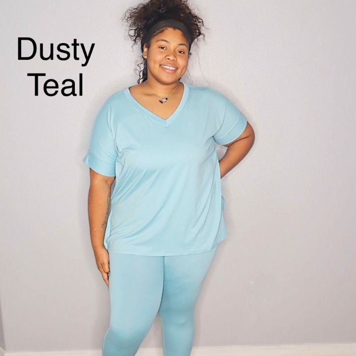 Plus Leggings Set- Dusty Teal